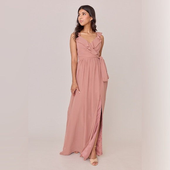 NWT Revelry Valerie Chiffon Faux Wrap Dress
size: 12
color: Desert Rose - 945 - Picture 8 of 16